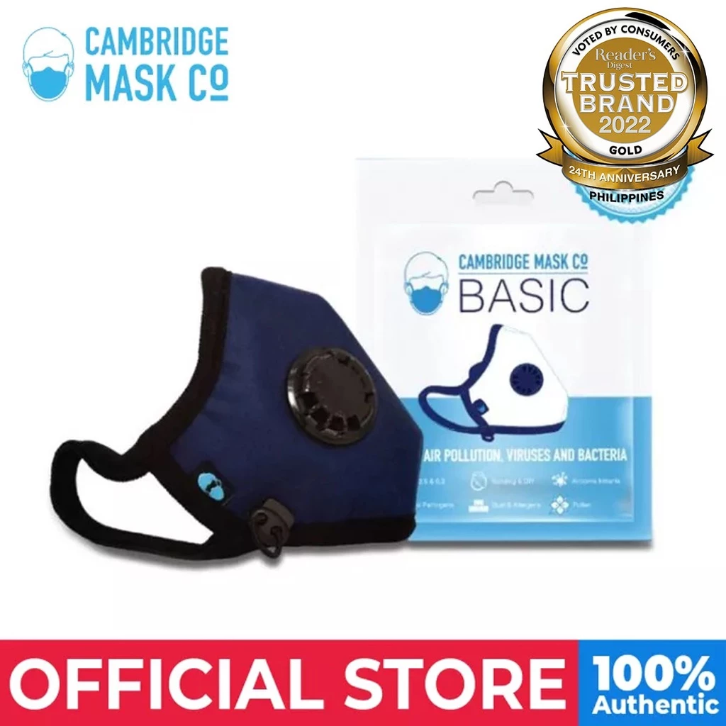 75% OFF Cambridge Mask Co. Basic Navy Blue N95 Washable Reusable With Air Valve Face Mask