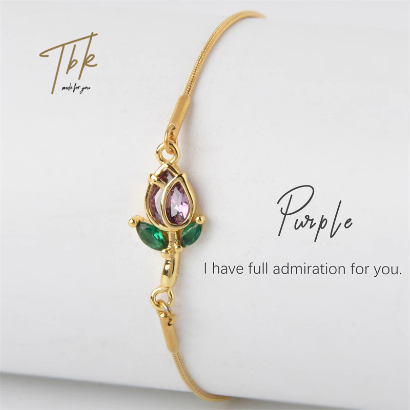 77% OFF TBK Tulip Bracelet 18K Gold Fashion Bracelet and Anklet Accessories for Women Hypoallergenic 1147b