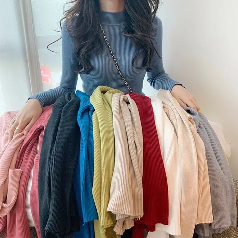 31% OFF MODA Half Turtle Neck Long Sleeve Soft Knitted Top M1206