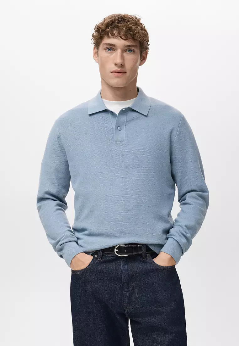 63% OFF Micro-Structured Cotton Polo Shirt