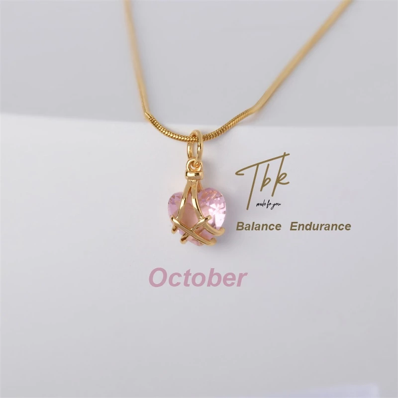 75% OFF TBK 18K Gold Cubic Zirconia Birthstone Necklace Accessories for Women Hypoallergenic 398N