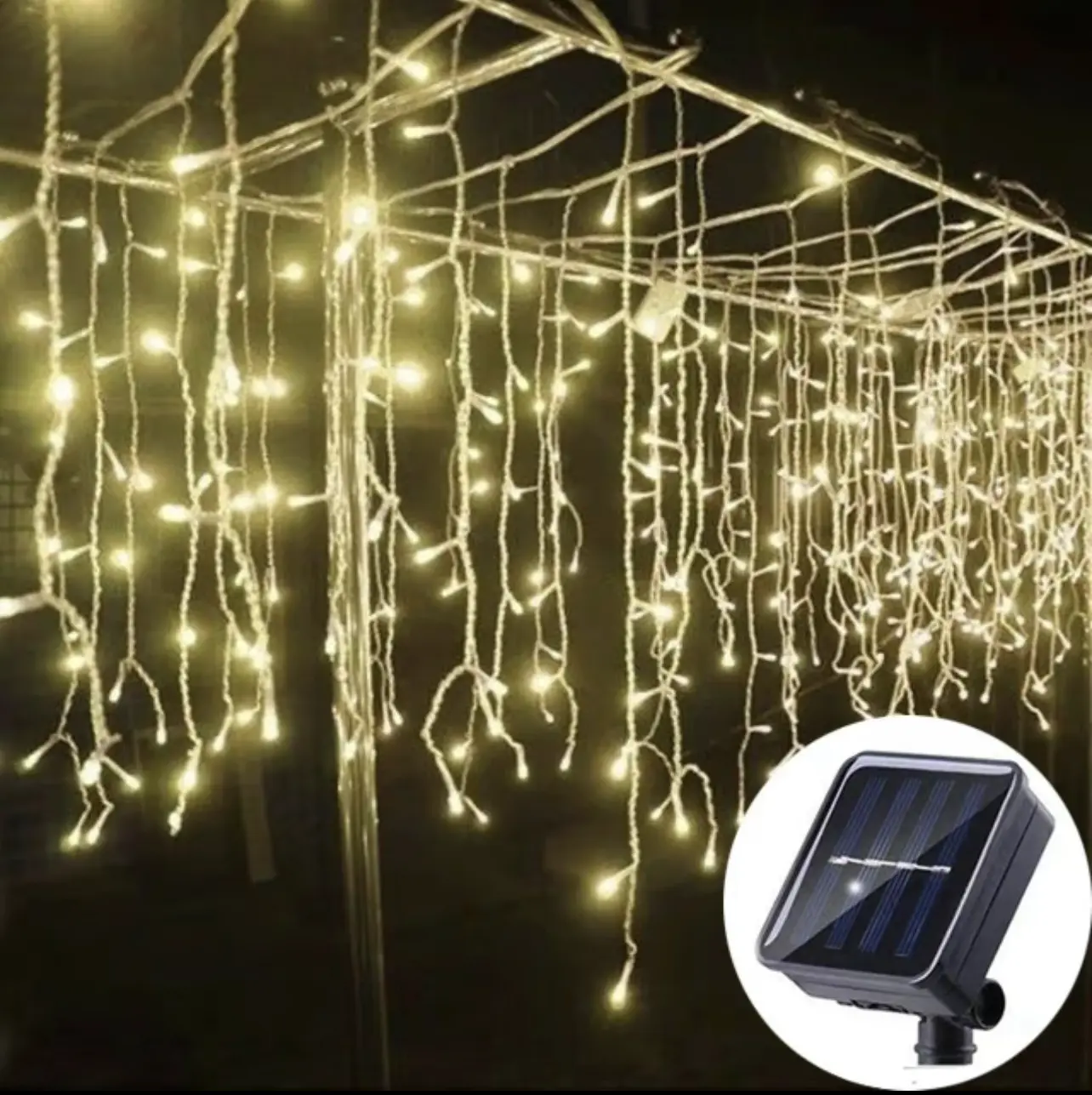 75% OFF 96L-200L Solar Icicle Lights, Waterproof Christmas Lights, LED Icicle Light String Outdoor Garden Decoration Party Lights