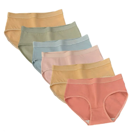 58% OFF 12/6PCS Macaron new comfortable and cute girl colored cartoon underwear breathable antibacterial cotton mid waist solid color student triangle underwear