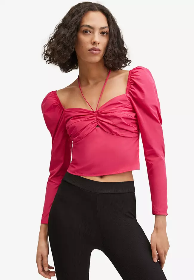 78% OFF Mango Puff-Sleeved Cropped Blouse