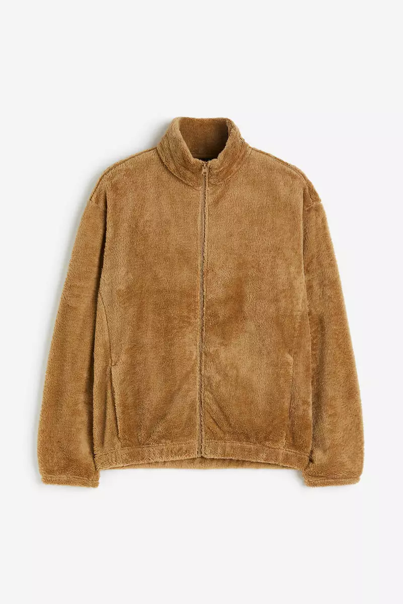 62% OFF Loose Fit Zip-through teddy top