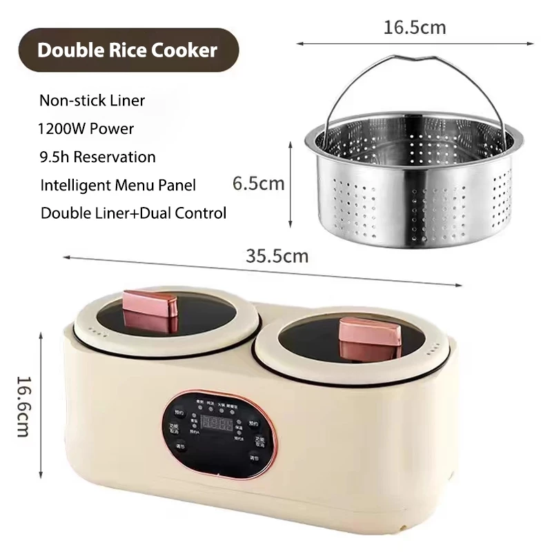 52% OFF Double Rice Cooker Multi-function Non-stick Mini Double Bile Electric Rice Cooker Reserve Keep Warm