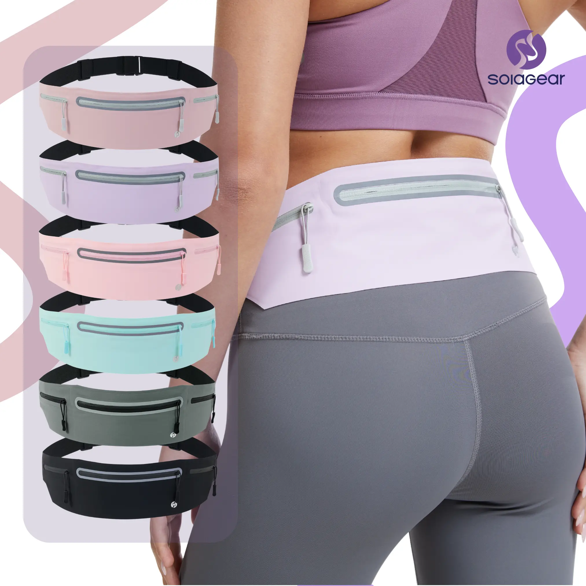 45% OFF Ultra-Slim Running Belt Bag| SOLAGEAR Lightweight Waist Bag Fits iPhone 17 Pro Max · Waterproof · Adjustable Fit | Sports Belt for Jogging, Running, Gym, Riding, Travel