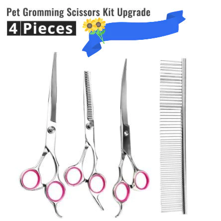 44% OFF 5-in-1 Pet Grooming Scissors Set - Straight & Curved Shears for Dogs Cats All-Breed Grooming Kit