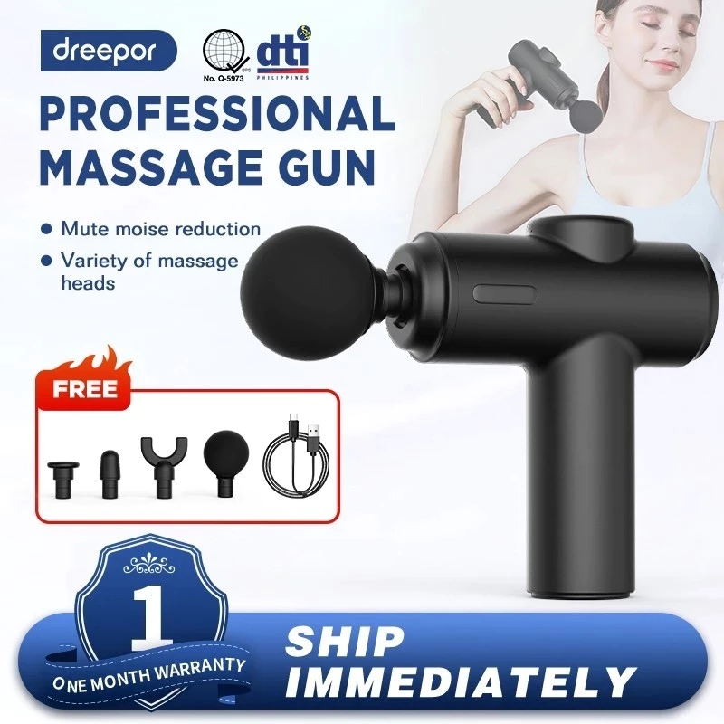 53% OFF Dreepor Massager Gun Electric Fascial Muscle Muscle Relaxing 4 Heads Portable Fascia Gun