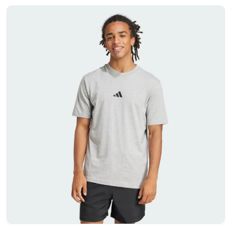 40% OFF adidas Lifestyle Essentials Small Logo Single Jersey Tee Men Grey JF1091