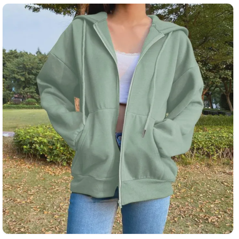72% OFF Jacket with hoodie for women&men with zipper breathable round neck plain sweatshirt simple unisex