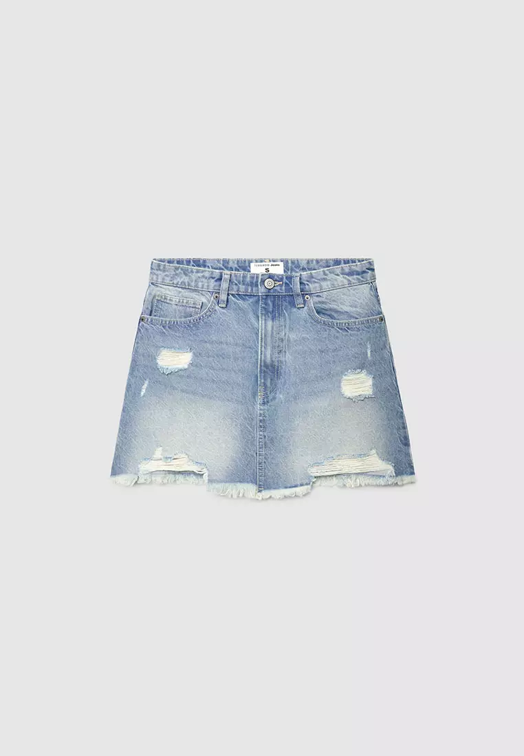 5% OFF Terranova Women's Distressed Denim Mini Skirt