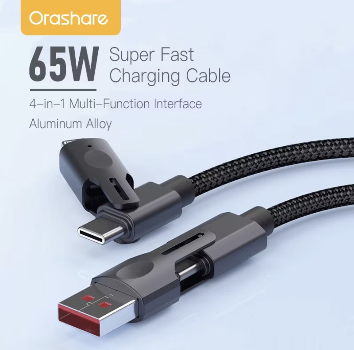 75%OFF ￼Orashare OC05 4 IN 1 Fast Charging Cable PD 27W Type C 65W Multi-function Data Cable for iP Android
