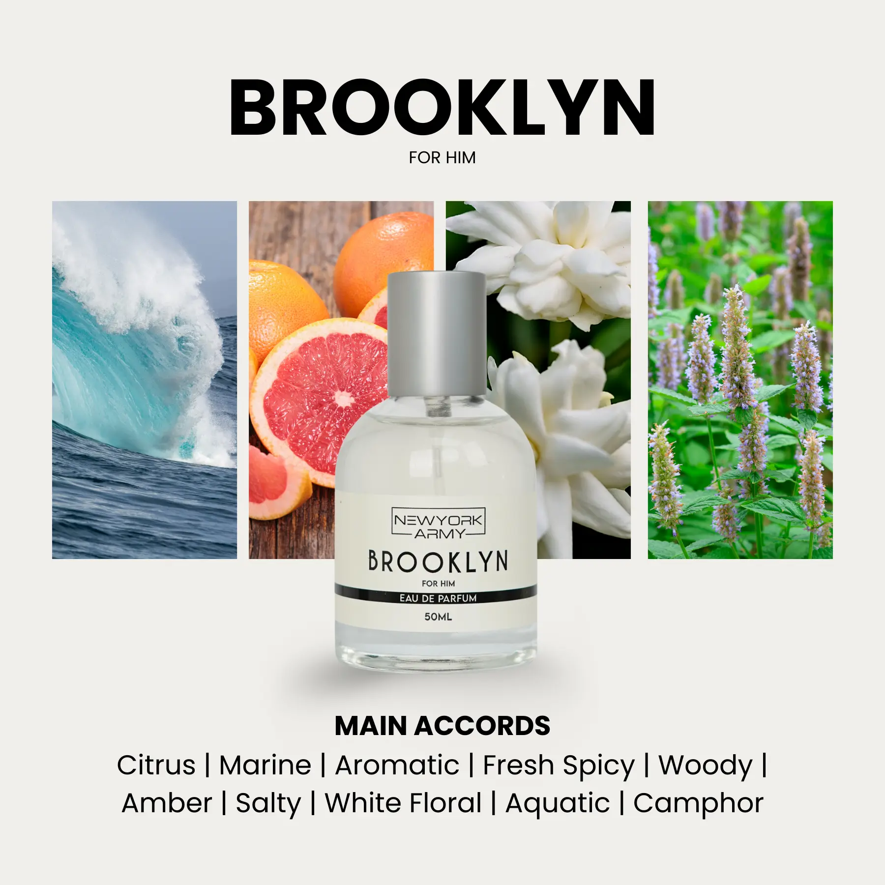 10% OFF Brooklyn 50ML Eau de Parfum for Men by Newyork Army (INVICTUS)