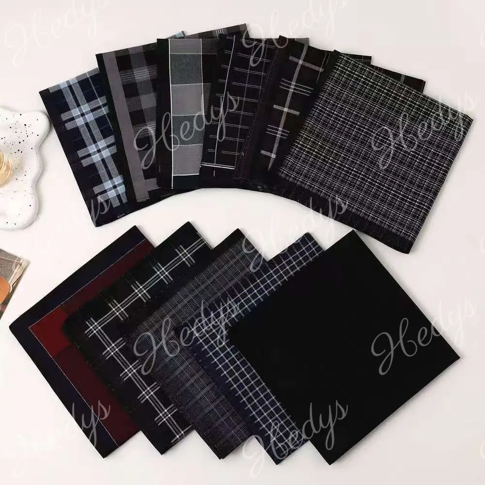 60% OFF Hedys Classic retro men's and women's cotton sweat-absorbent plaid high-quality handkerchiefs for elders and the elderly to wipe sweat in dark and light colors 43x43cm Comfortable & Stylish