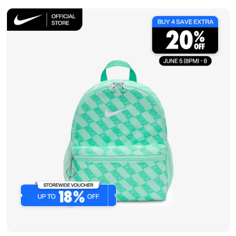 18% OFF Nike Kids' Brasilia JDI Big Kids' Mini Backpack (11L) - Mint Foam [HV6481-353]