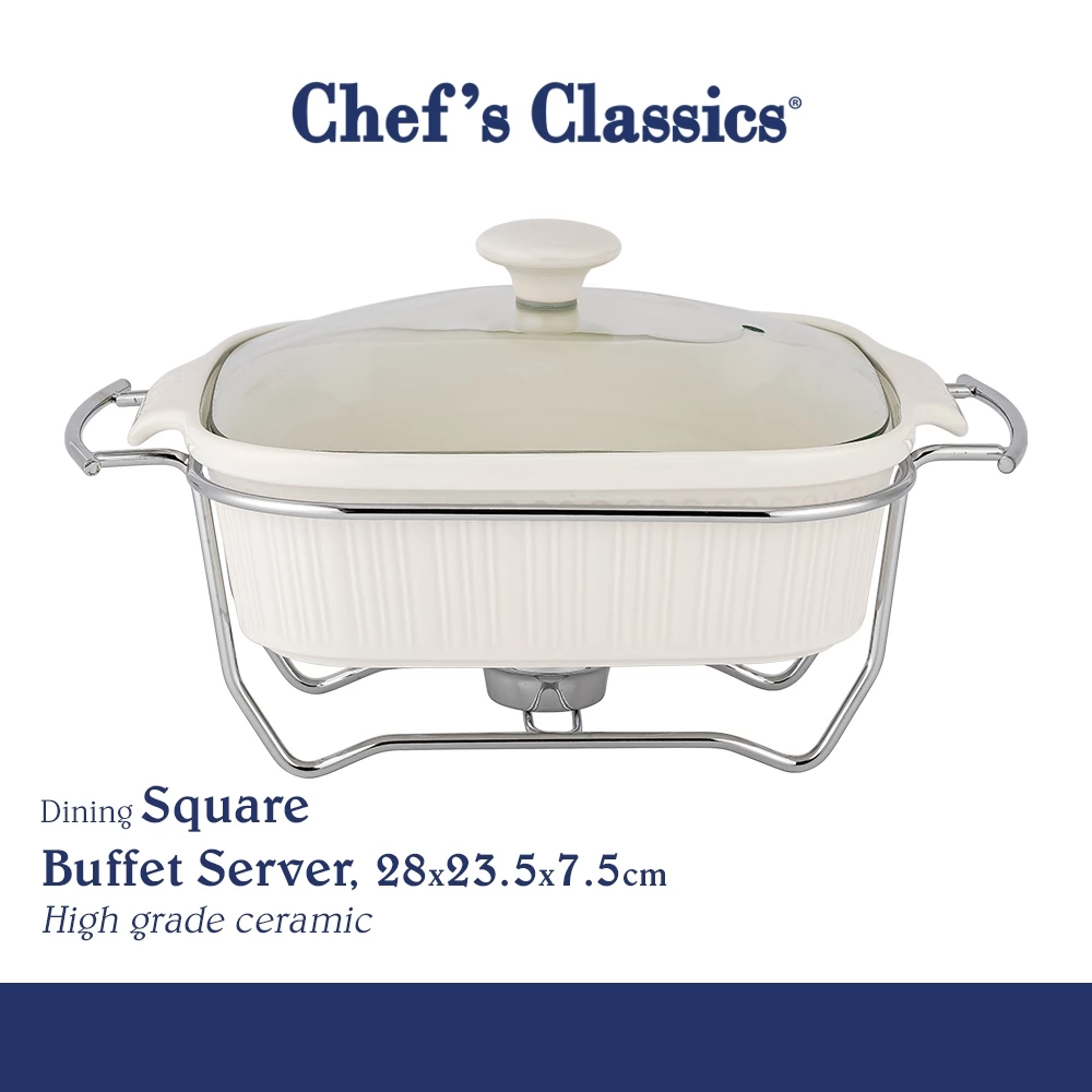 27% OFF Chef's Classics Dining Ceramic Square Buffet Food Server, 28x23.5x7.5cm / 2lts
