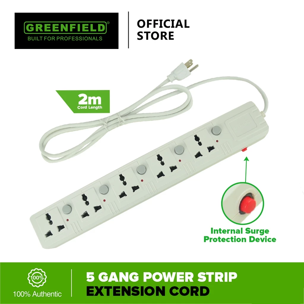 50% OFF Greenfield Power Strip 5 Gang Extension Cord