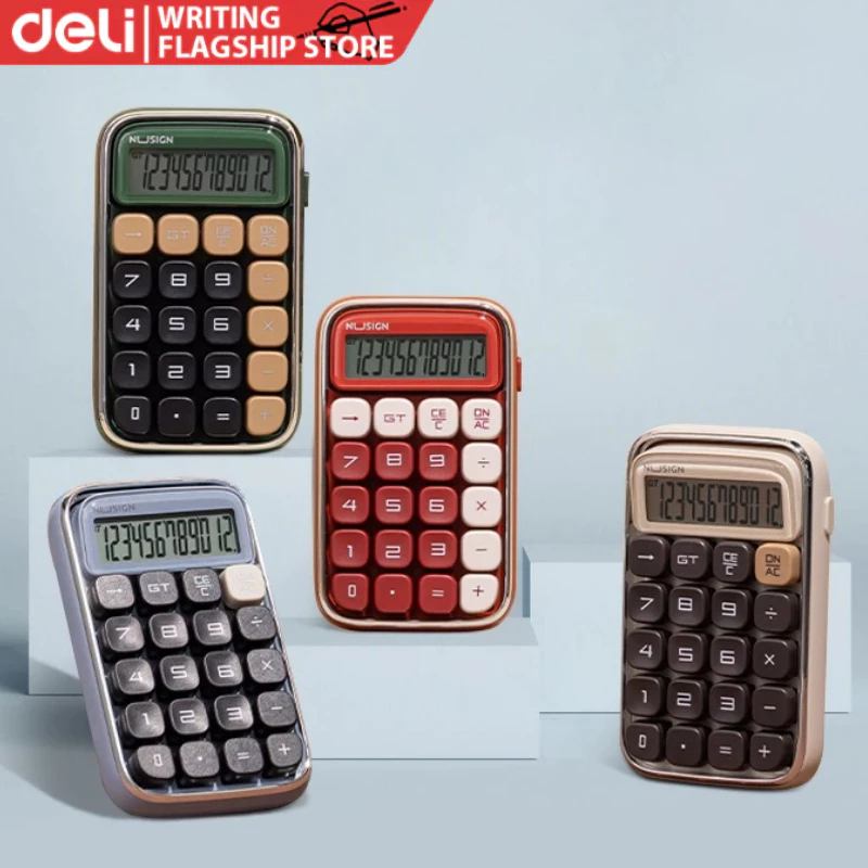52% OFF Deli Desktop Calculator Big Button NS043 4Colors Portable Mechanical key calculator Office Supplies