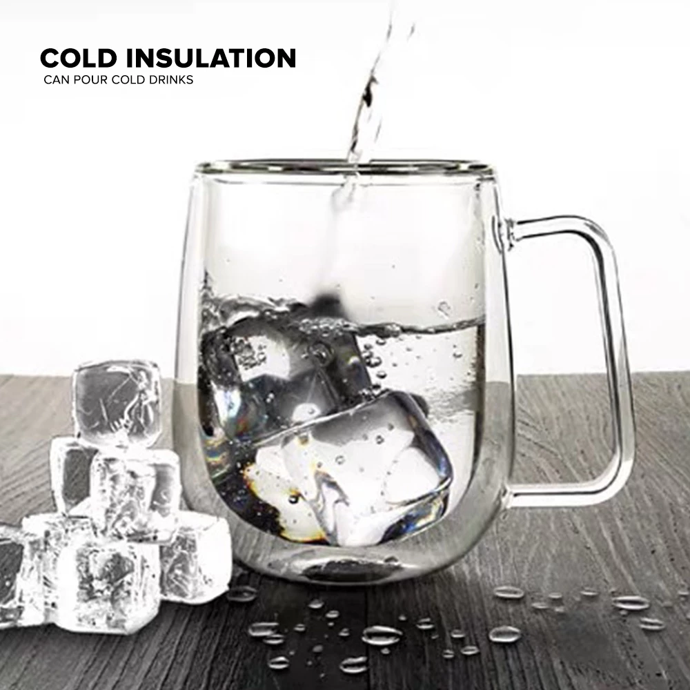 68% OFF LOCAUPIN Double Wall Insulated Coffee Mug with Handle Heat & Cold Resistant Drinking Glass Cup Tea