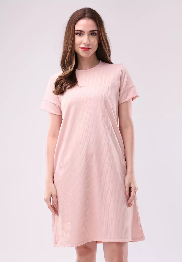 67% OFF Special Textured Knits Short Sleeve Dress