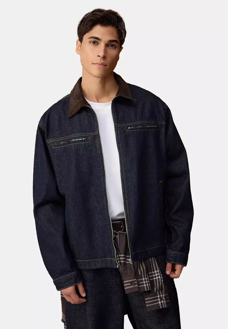 47% OFF Cord Collar Denim Jacket