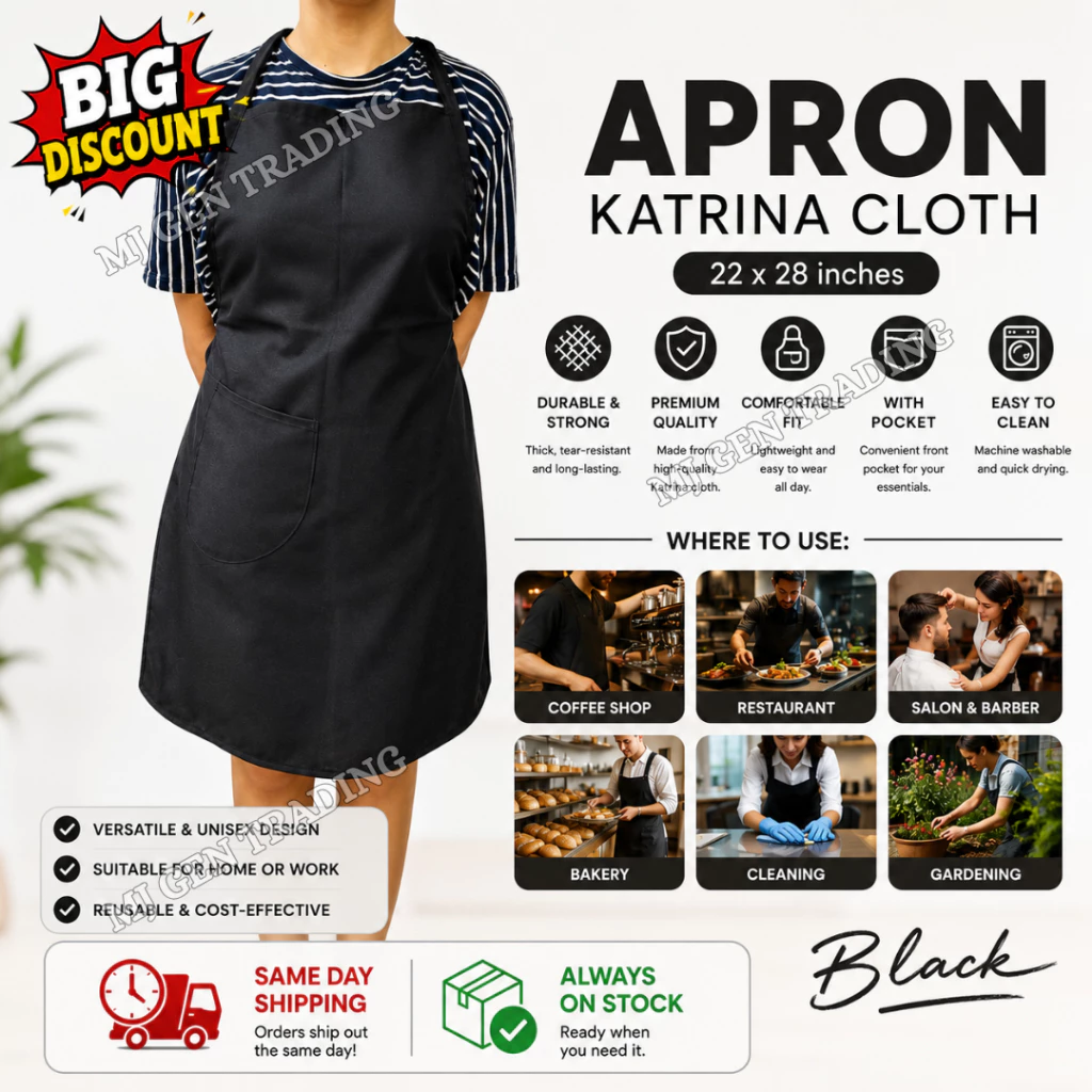 25% OFF Durable Multi-Purpose Apron with Waterproof Fabric and Front Pocket - Available in Black and White