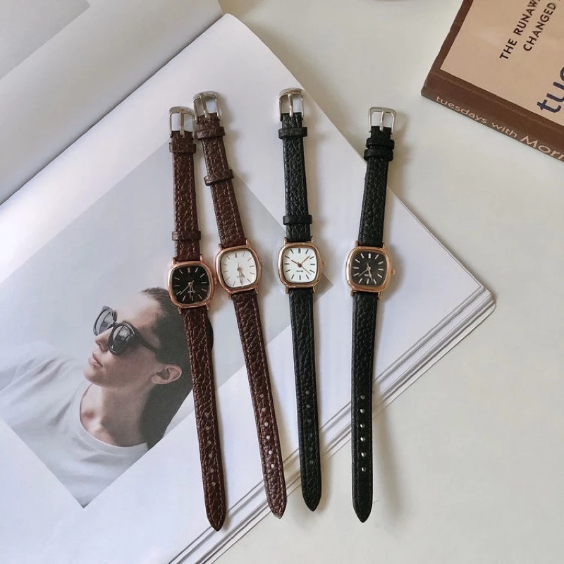 46% OFF Durable PU Leather Strap Women's Square Dial Quartz Watch - Black, Brown-Black, Black-White