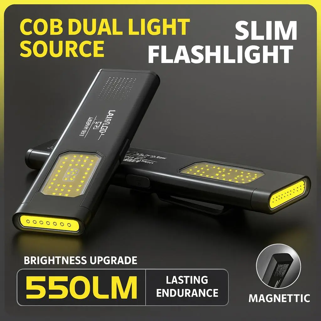 23% OFF Portable COB LED Work Light Slim 8mm Magnetic Base 800LM Brightness Rechargeable EDC Flashlight for Daily Carry Ultra Slim Lightweight Design
