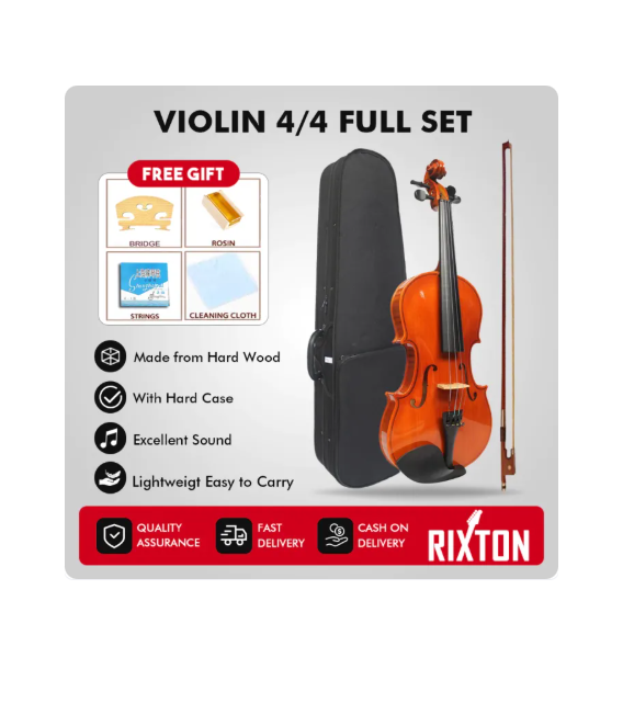 37% OFF RIXTON Violin For Kids & Adults - 4/4 Satin Antique, Student or Beginners Kit w/Case, Bow, Extra Strings, Tuner- Stringed Musical Instruments(Violin 4/4 Full Set)