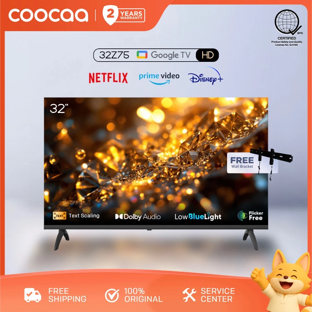 48% OFF 【BEST SELLER】COOCAA 32 Inch Google Tv Dolby Audio, Flicker Free (32Z75) w/ wall bracket