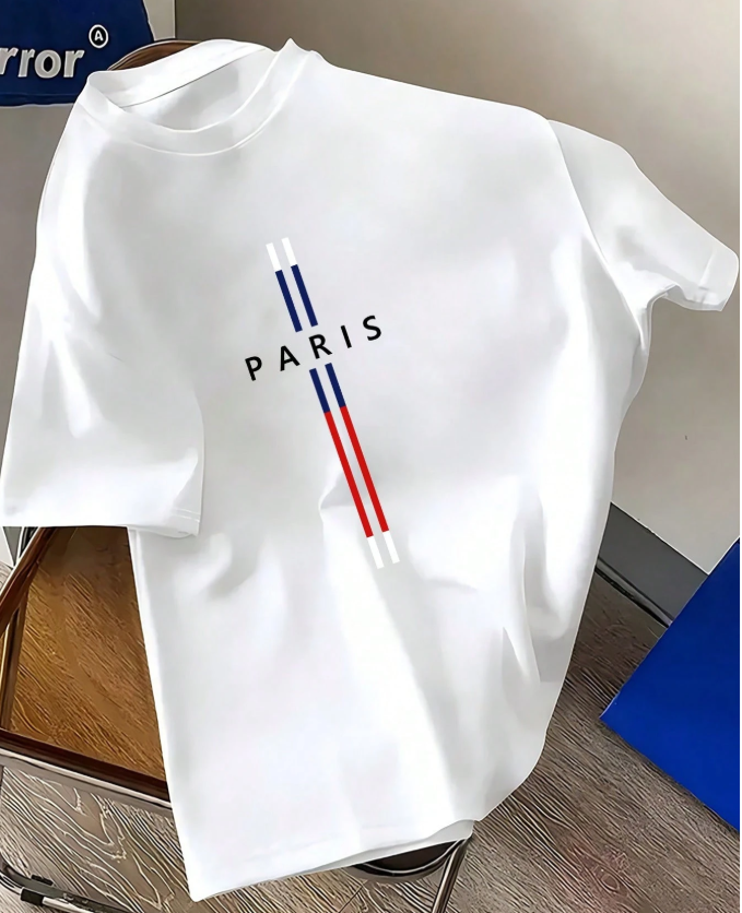 10% OFF Men's Round Neck Short Sleeve Letter & Stripe Print Casual T-Shirt