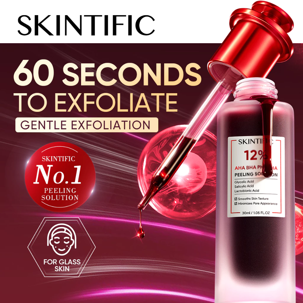 42% OFF [Smooth Skin] SKINTIFIC 12% AHA BHA PHA LHA Peeling Solution Serum 30ml Anti-Pores&Acnes&Blackheads