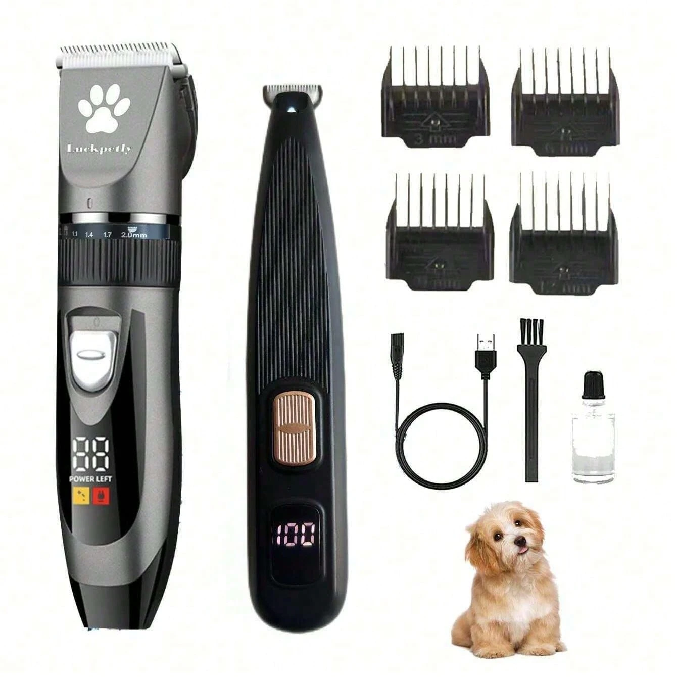9% OFF 1 Set Of 2pcs Pet Electric Clipper With LED Digital Display Battery Level, Low Noise Pet Electric Trimmer Grooming Kit For Brushing Dogs And Cats Hair, Professional Pet Beauty Clipper Electric Trimmer Kit