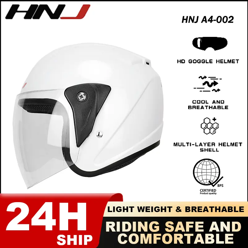 54% OFF【Super low price】HNJ A4-002 Clear Visor Half Face Helmet for Motorcycle Men and Women With ICC Sticker Original