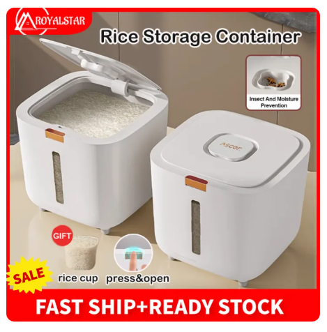 53% OFF Royalstar Rice Dispenser 10KG Sealed Rice Storage Container Moisture-proof & Insect-Proof Cereal Storage Container Food Storage Box with Measuring Cup