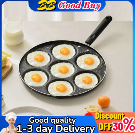 63% OFF [ Lowest Price]7 Holes Frying Pan Non Stick Fried Eggs Cooking Pan Burger Mold Household Kitchen Cookware 4 Units For Gas Cooker Non Stick Multifunctional Frying Pan Kitchen Supplies Long Handle Steak Pancake Cookware Aluminium Alloy