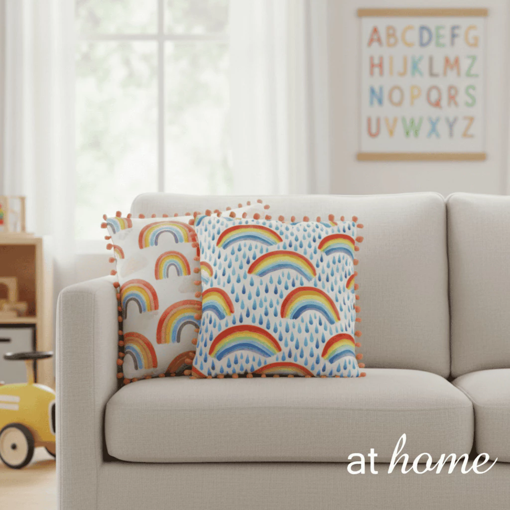 55% OFF [SPECIAL FINDS] AT HOME DSO Cushion Rixie Rainbow/Butterfly Throw Pillow Colorful Design