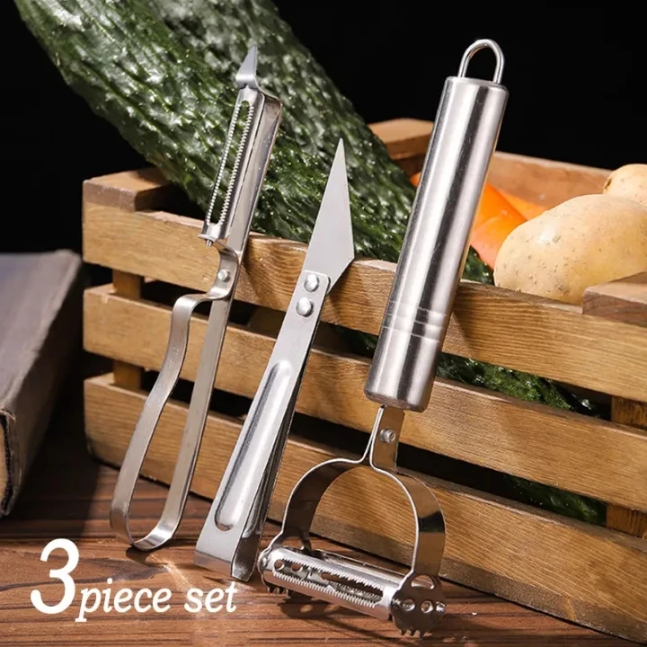 10% OFF 3Pcs Set Stainless Steel Potato Cucumber Carrot Grater Julienne Peeler Carrot Vegetable Fruit Peeler
