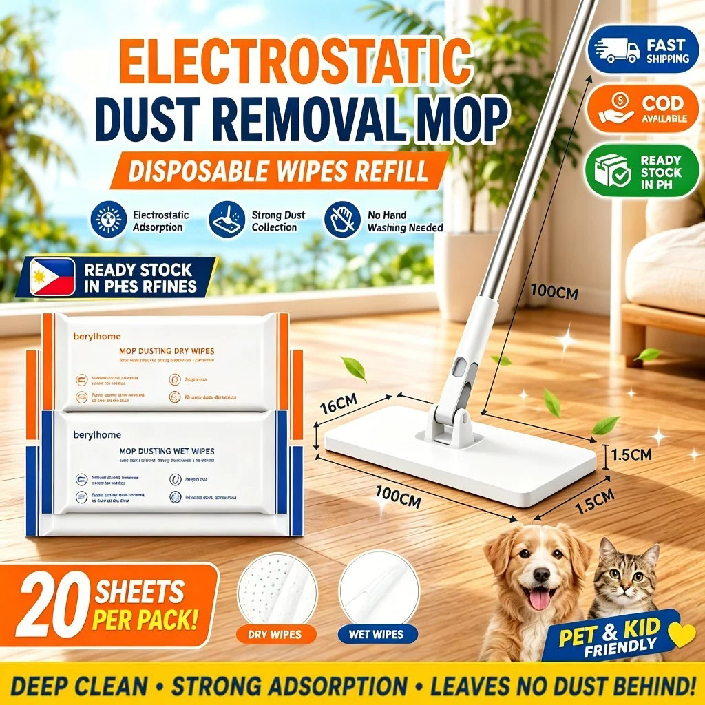 62% OFF Disposable Electrostatic Dust Removal Mop Wet Dry Paper Refill Mop Cloth Flat Map Floor Cleaning