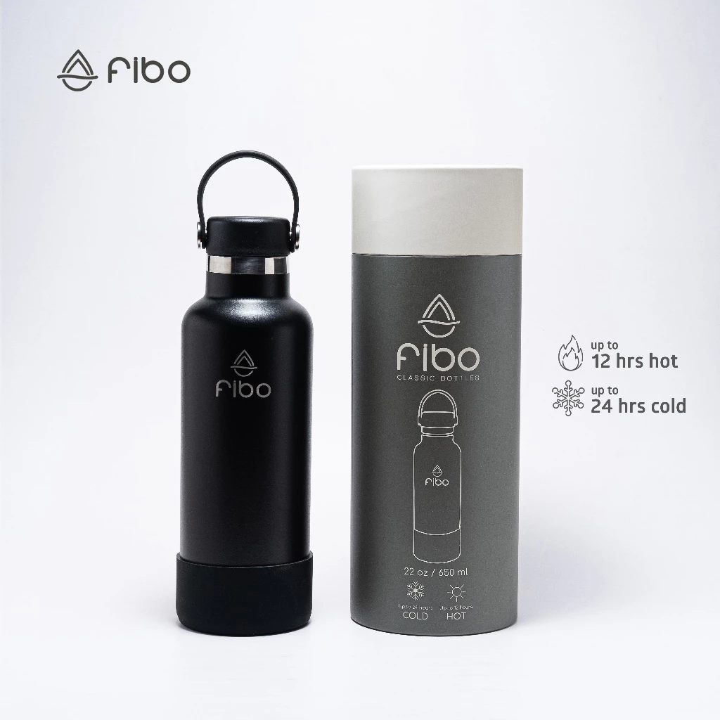 69% OFF Fibo Classic Bottles 22oz Insulated Stainless Steel Drinking Water Bottle Charcoal Black 650ml