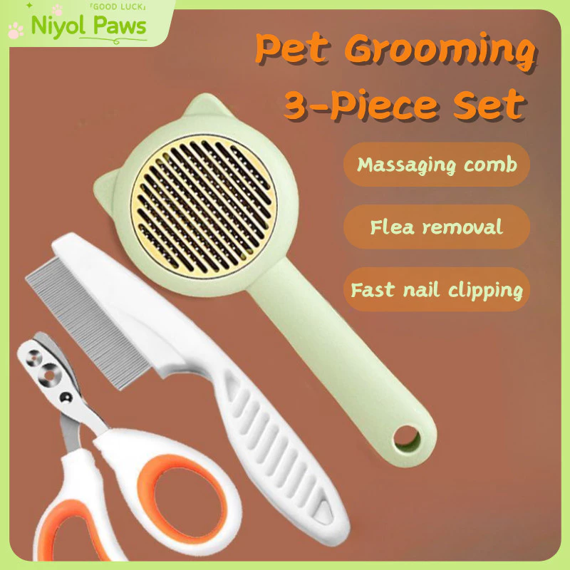 50% OFF Pet Grooming Kit 3 in 1 Set Comb Flea Comb Nail Clipper for Dogs and Cats