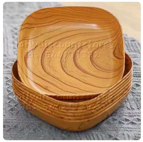 40% OFF Kitchenware Plastic Wooden Design Square Plate Dessert Snack Tableware Bowl Dish Dinnerware