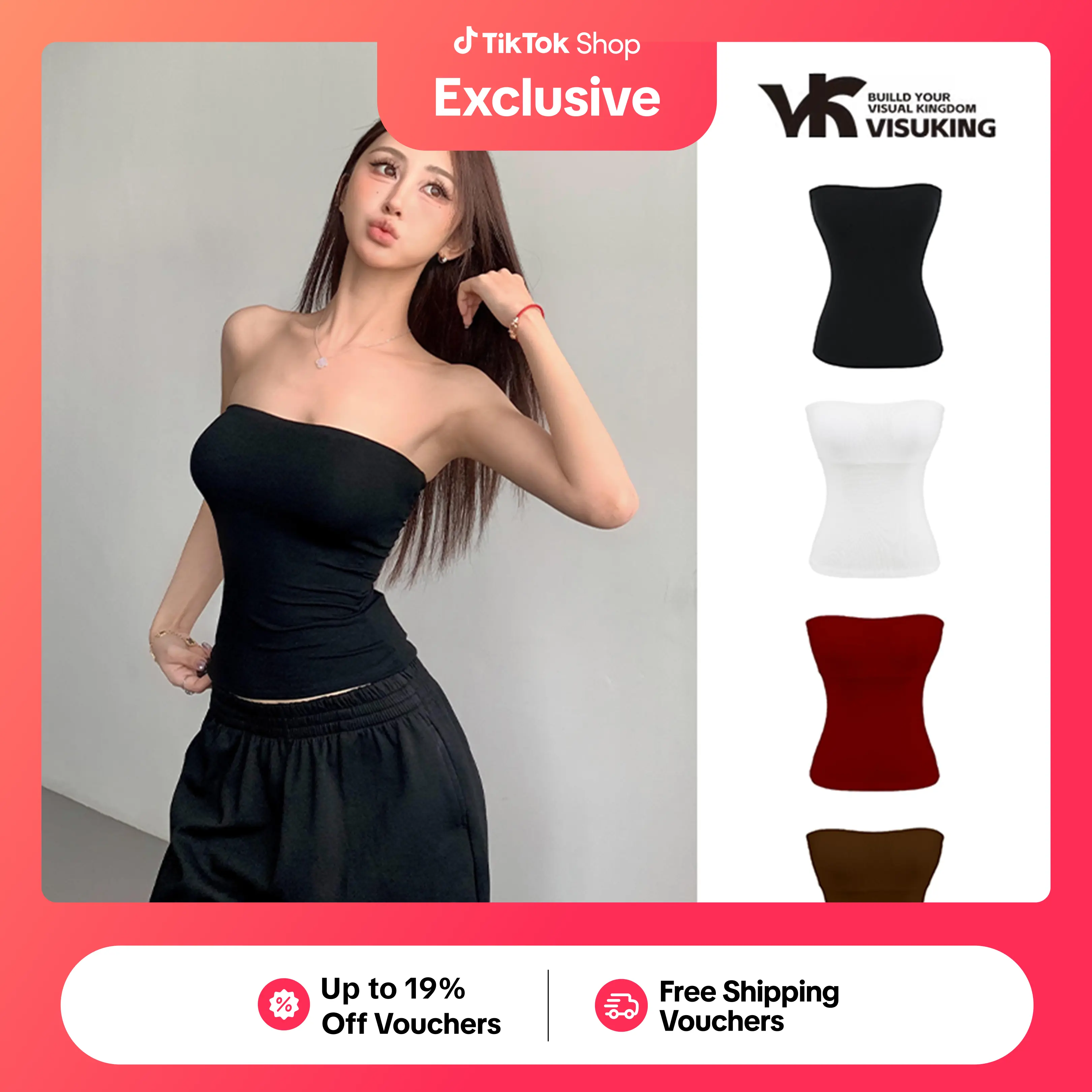 66% OFF VISUKING Woman's Top Retro Striped Sleeveless Sexy Strapless Fashion Trend