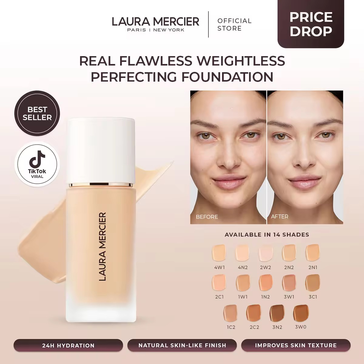[Clearance Sale] Laura Mercier Real Flawless Weightless Perfecting Foundation 30ml