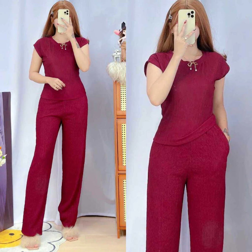 37% OFF Plain Basic Round Neck Top Continues Terno Pants Casual | DA&ABOUT THE FIT (Jenny )