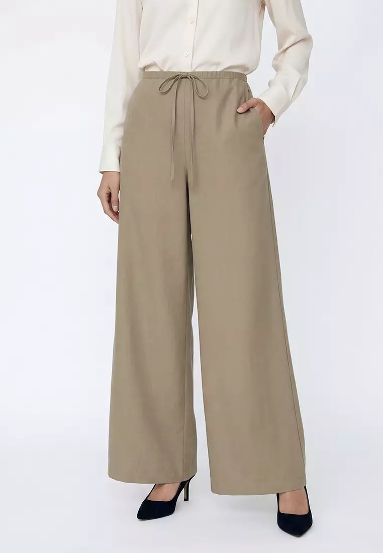 70% OFF Mango High-Rise Wide Leg Trousers