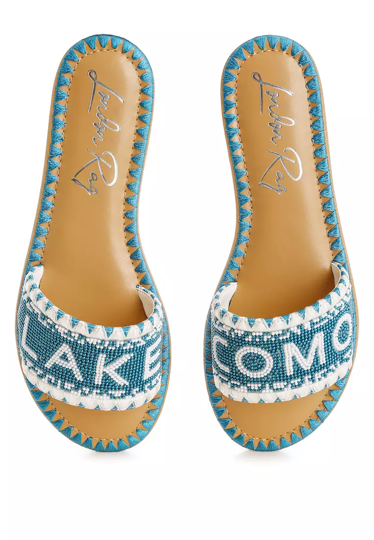 64% OFF London Rag Beaded Lake Como Flat Slip Ons In Blue