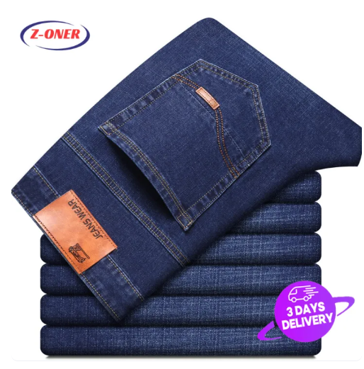 68% OFF Z-ONER Men's Jeans Business Stretch Mid Slim Jeans for Men Casual Trousers Solid Denim Pants Men Size 28-40 Men Jeans