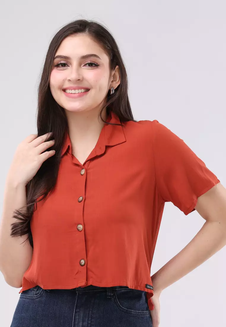 76% OFF Soft Linen Woven Short Sleeves Blous